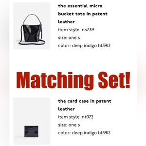 NWT Set! Madewell The Essential Micro Bucket Tote and Card Case Patent Leather
